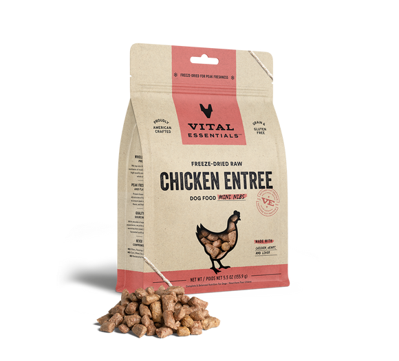 Vital Essentials® Freeze-Dried Raw Chicken Entree Dog Food Mini Nibs, 5.5 oz (3-pack promo)