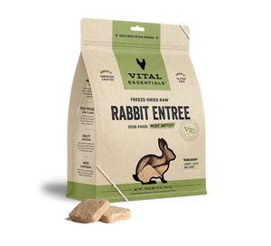 Vital Essentials® Freeze-Dried Raw Rabbit Entree Dog Food 14oz Mini Patties / Mini Nibs (3-pack promo)