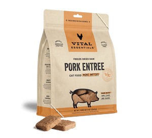 Vital Essentials® Freeze-Dried Raw Pork Entree Cat Food 8oz Mini Patties / Mini Nibs (3-pack promo)