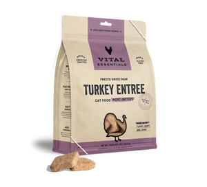 Vital Essentials® Freeze-Dried Raw Turkey Entree Cat Food 8oz Mini Patties / Mini Nibs (3-pack promo)