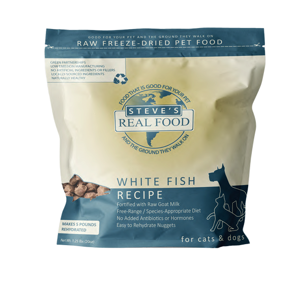 STEVE'S REAL FOOD - FREEZE DRIED WHITE FISH RECIPE (DOGS & CATS) 20oz.
