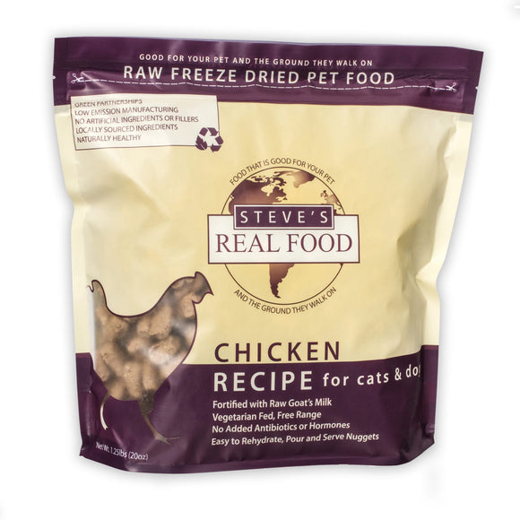 STEVE'S REAL FOOD - FREEZE DRIED CHICKEN RECIPE (DOGS & CATS) 20oz.